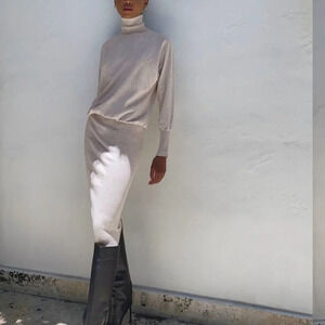 Aritzia Babaton sweater dress Bogart Turtleneck midi beige oatmeal  large